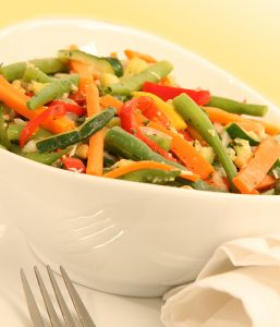 Summer Garden Vegetable Bowl with Apple Garlic Herb Butter