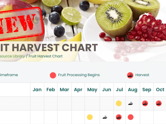 image of the harvest chart noting all fruits that can be sourced and when they should be contracted for optimal product, access and price.